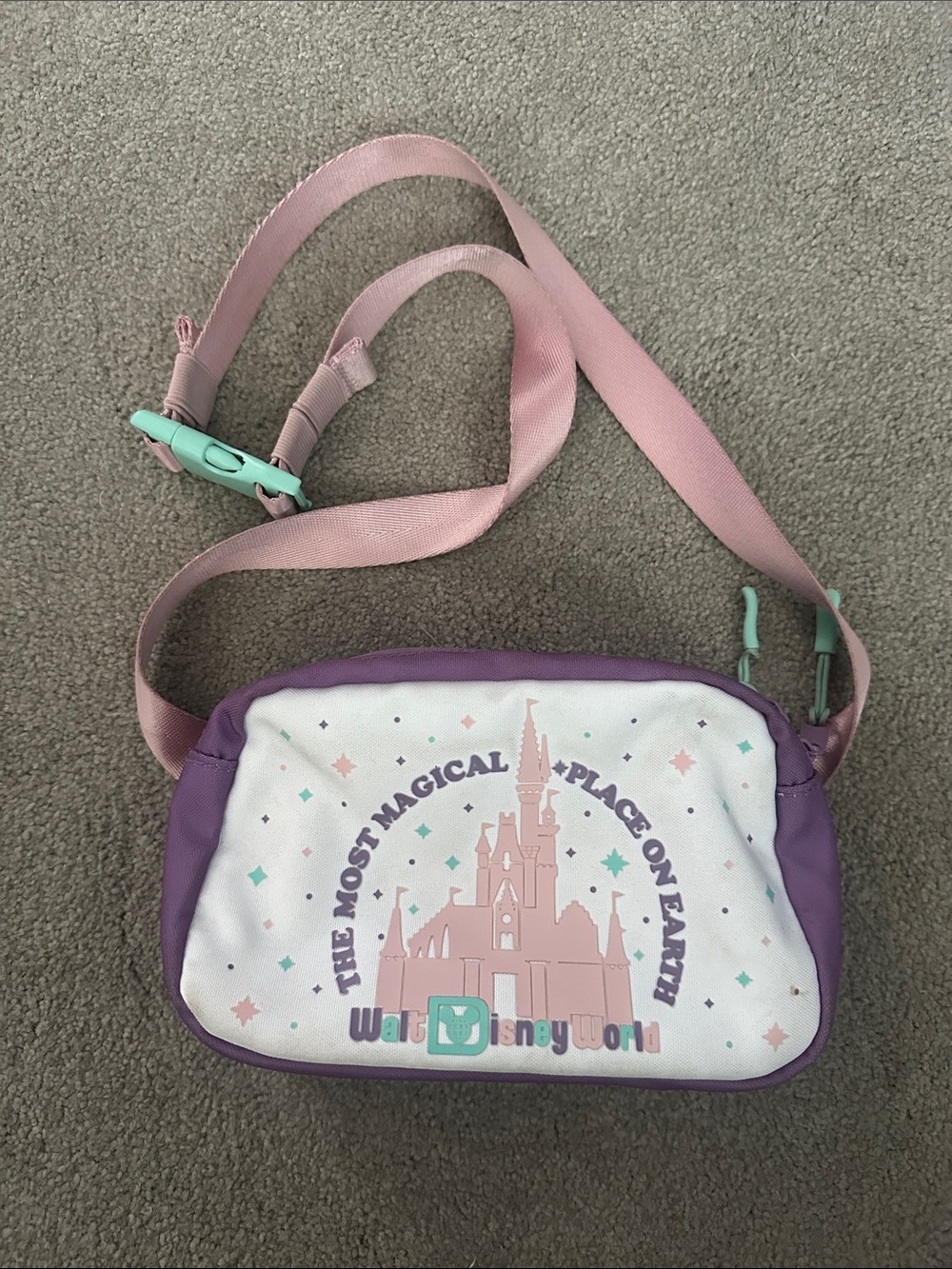 Disney World Pink and Purple Castle Crossbody Bag